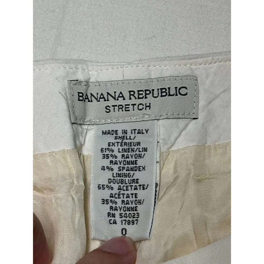Banana Republic White Linen Blend Wide Leg Trousers Pants Women 0 W26 L31  Italy